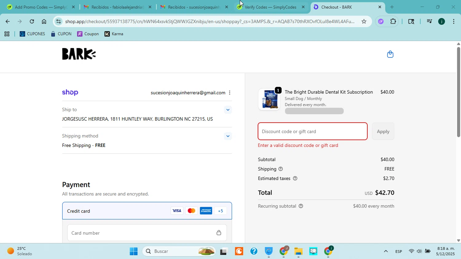 Bark Bright promo code screenshot showing code 30DEMANDIO applied at Bark Bright checkout page. Uploaded by SimplyCodes community member jorgejavierherrera on Dec 5, 2025