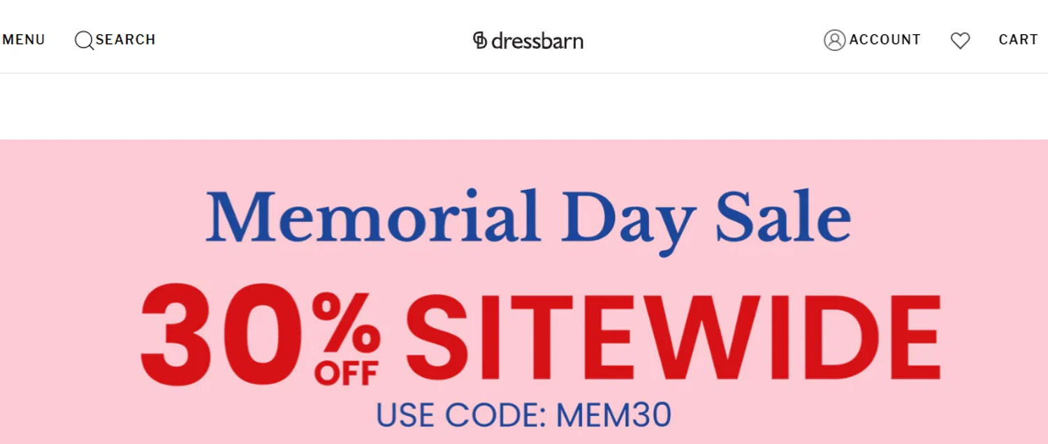 Dressbarn promo code screenshot showing code MEM30 applied at Dressbarn checkout page. Uploaded by SimplyCodes community member diacelysduartesuarez on May 16, 2025