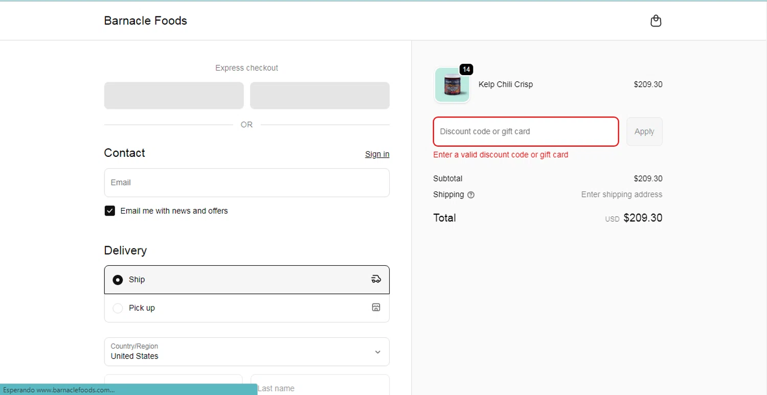 Barnacle Foods discount code screenshot showing code AUTUMN20 applied at Barnacle Foods checkout page. Uploaded by SimplyCodes community member Big_smoke on Nov 8, 2025