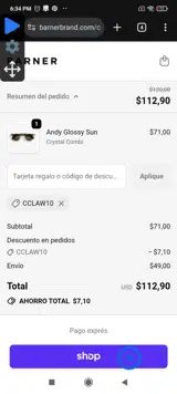 CCLAW10 coupon verification screenshot