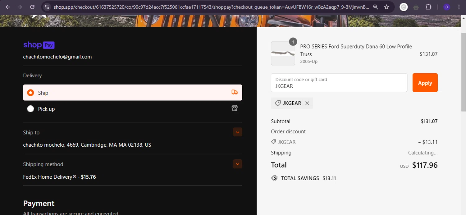 where to use Barnes 4WD promo code box