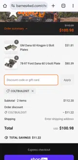 Barnes 4WD coupon verification screenshot