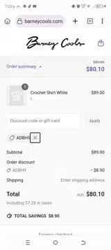 ADBH9 coupon verification screenshot