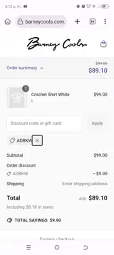 ADBKW coupon verification screenshot