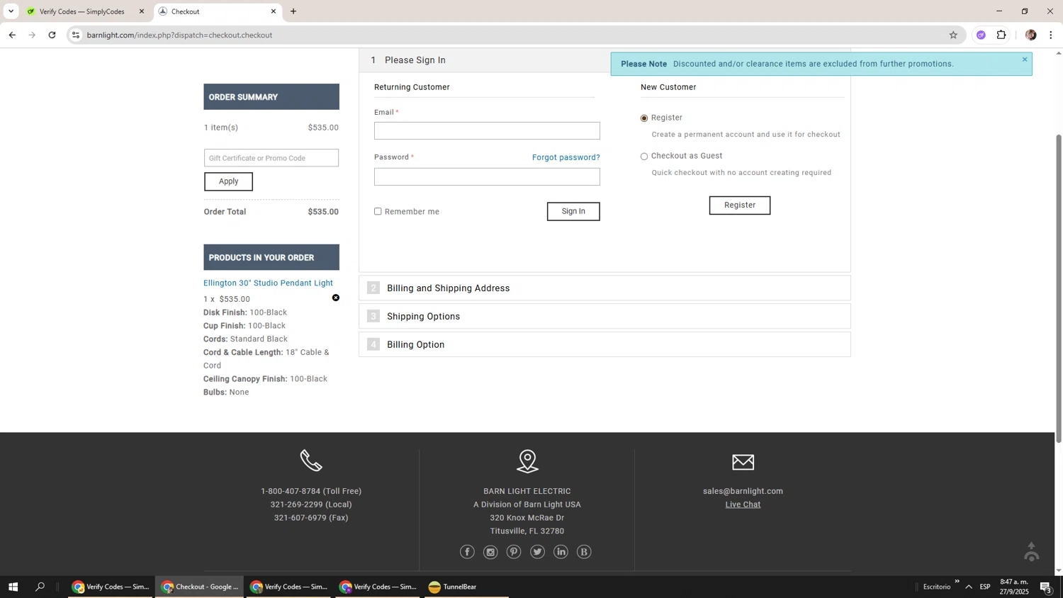 Barn Light promo code screenshot showing code LABOR2025 applied at Barn Light checkout page. Uploaded by SimplyCodes community member Levi_Ackerman on Sep 27, 2025