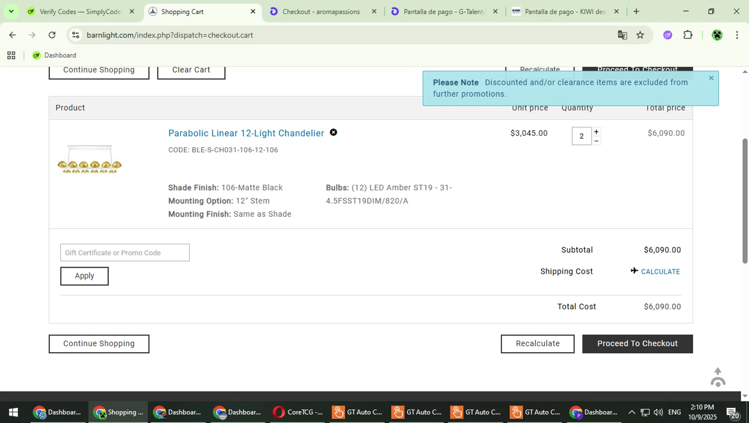Barn Light promo code screenshot showing code BLOSSOM24 applied at Barn Light checkout page. Uploaded by SimplyCodes community member MaitoGai on Oct 9, 2025