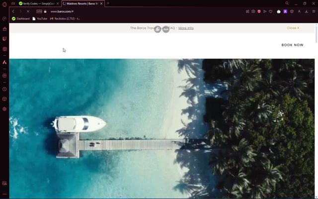 Baros Maldives checkout page showing Baros Maldives promo code box | Screenshot taken by SimplyCodes community member on Aug 19, 2024
