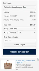 NICELIST coupon verification screenshot