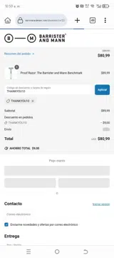 THANKYOU10 coupon verification screenshot
