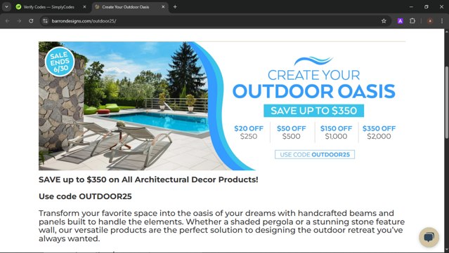 Barron Designs checkout page showing Barron Designs promo code box | Screenshot taken by SimplyCodes community member on Jul 17, 2025