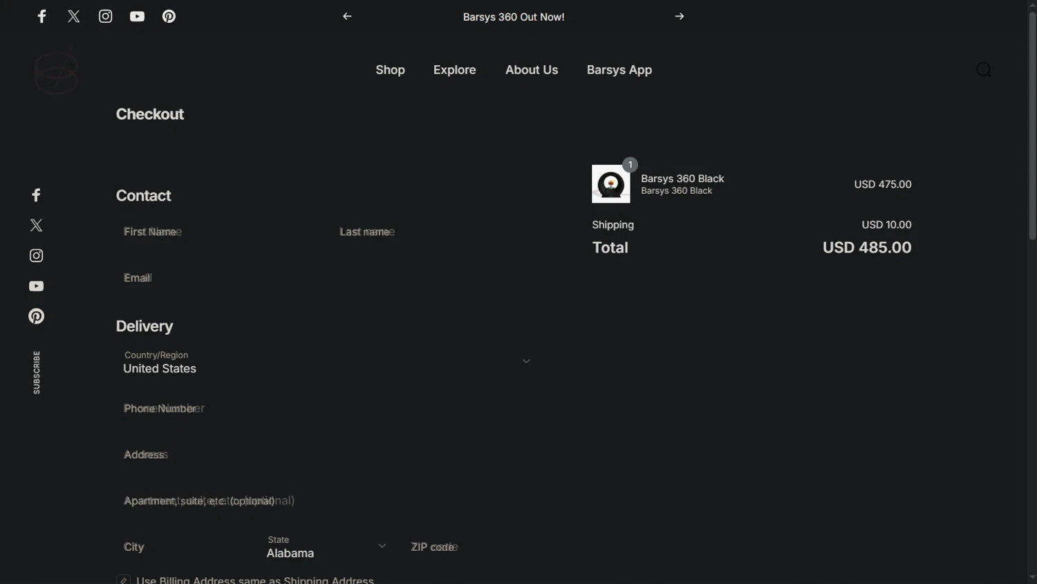 Barsys checkout page showing Barsys discount code box | Screenshot taken by SimplyCodes community member on Apr 30, 2025