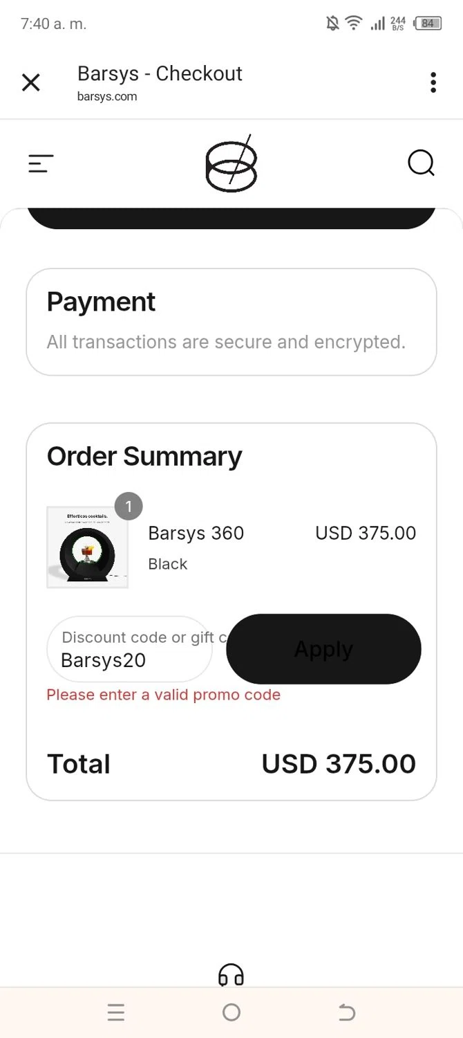 Barsys discount code screenshot showing code Barsys20 applied at Barsys checkout page. Uploaded by SimplyCodes community member Daless on Jun 7, 2025