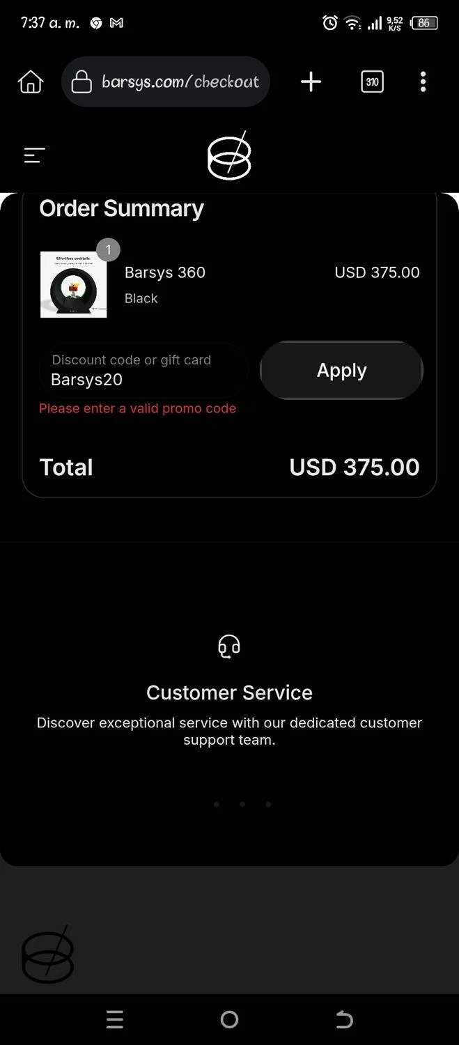 Barsys discount code screenshot showing code Barsys20 applied at Barsys checkout page. Uploaded by SimplyCodes community member Pipina11 on Jun 7, 2025