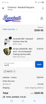 Hol75 coupon verification screenshot