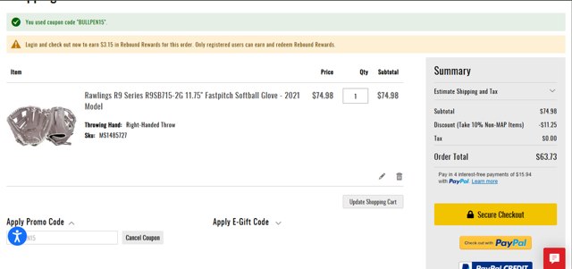 Baseball Monkey checkout page showing Baseball Monkey promo code box | Screenshot taken by SimplyCodes community member on Jul 24, 2025
