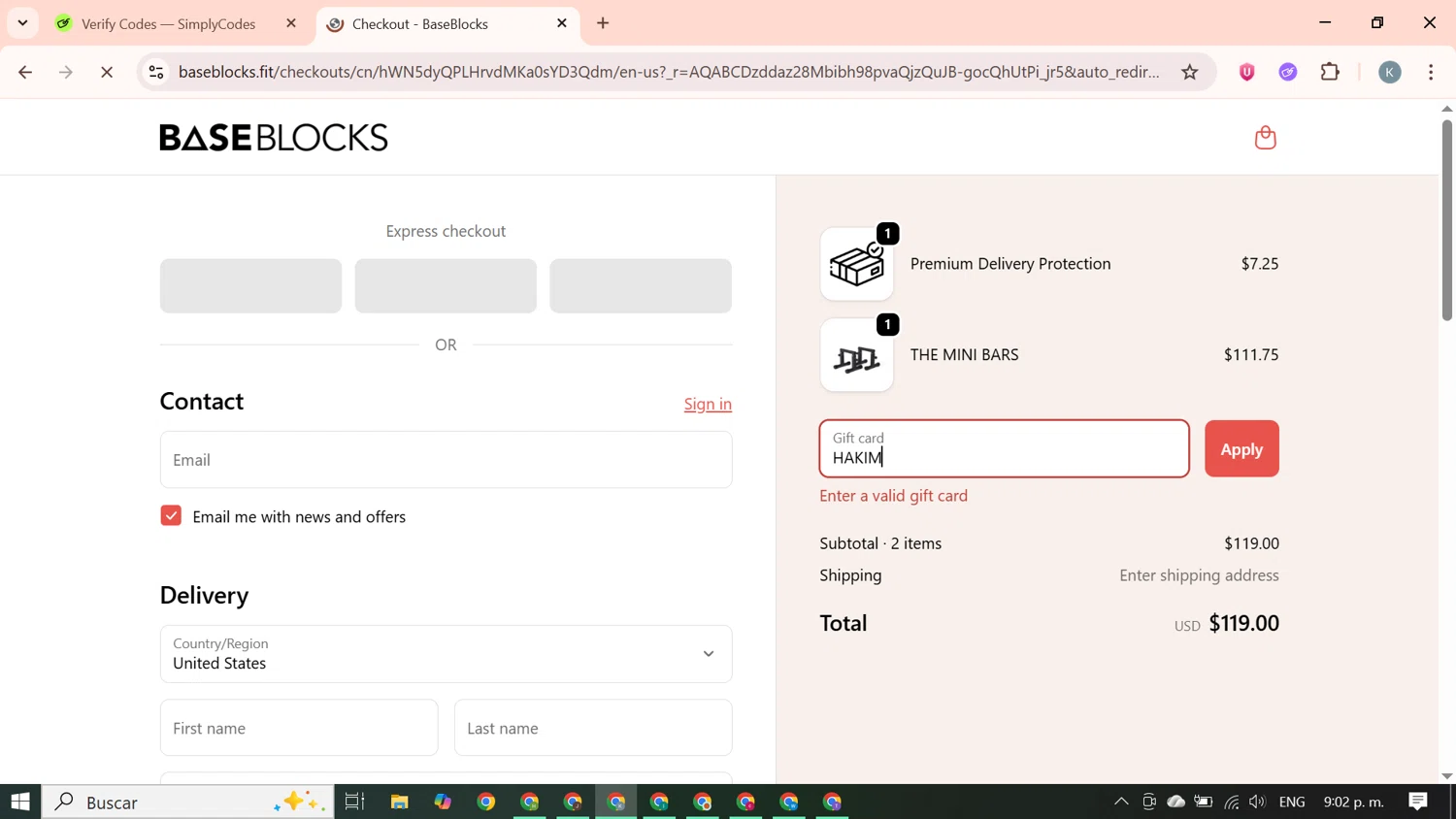 BaseBlocks discount code screenshot showing code HAKIM applied at BaseBlocks checkout page. Uploaded by SimplyCodes community member SavingsBoss9912 on Nov 24, 2025