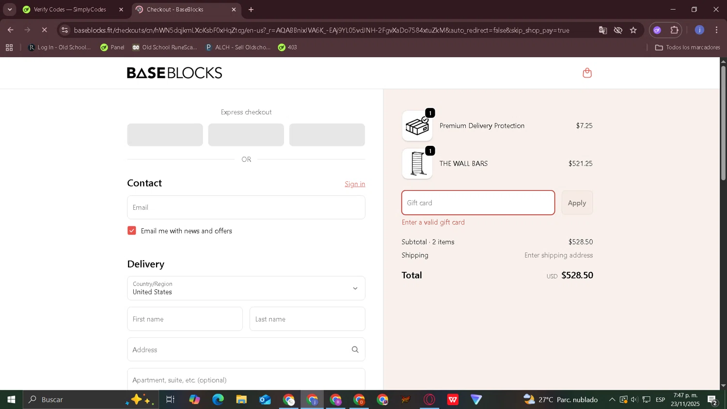 BaseBlocks discount code screenshot showing code IKNOWTOM applied at BaseBlocks checkout page. Uploaded by SimplyCodes community member CouponOwl5049 on Nov 23, 2025