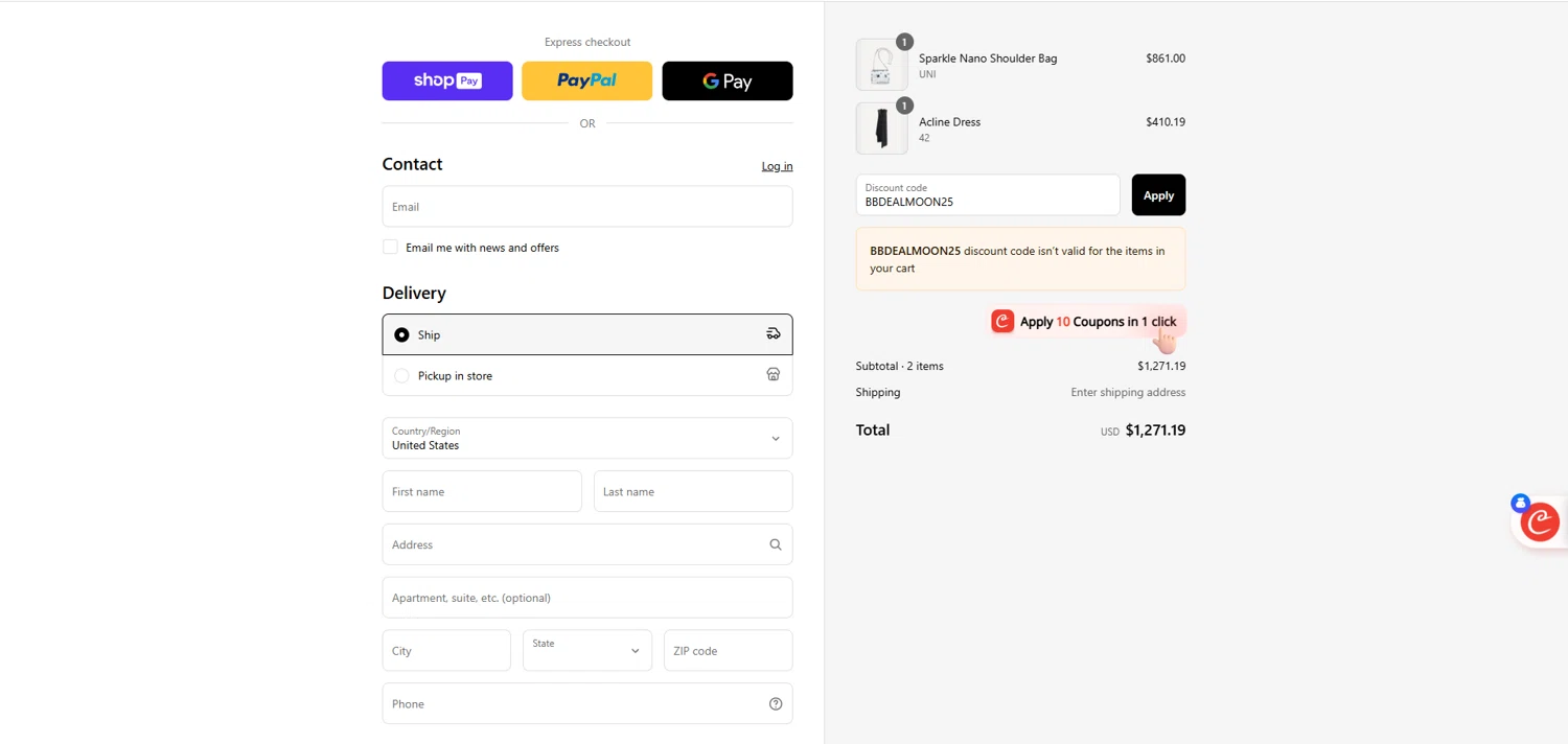 Base Blu Italy promo code screenshot showing code BBDEALMOON25 applied at Base Blu Italy checkout page. Uploaded by SimplyCodes community member ivantorres on Jul 1, 2025