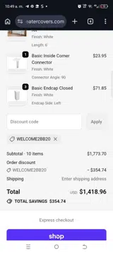 WELCOME2BB20 coupon verification screenshot