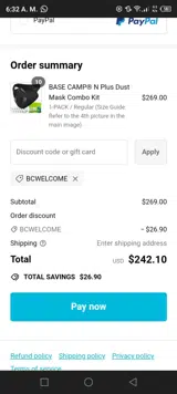 BCWELCOME coupon verification screenshot