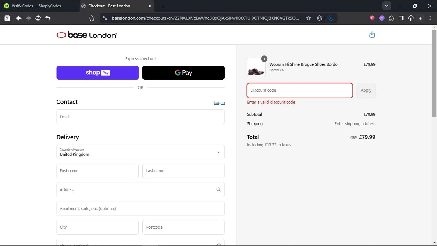 Base London promo code screenshot showing code STUDENT15TT applied at Base London checkout page. Uploaded by SimplyCodes community member domain on Jun 18, 2025