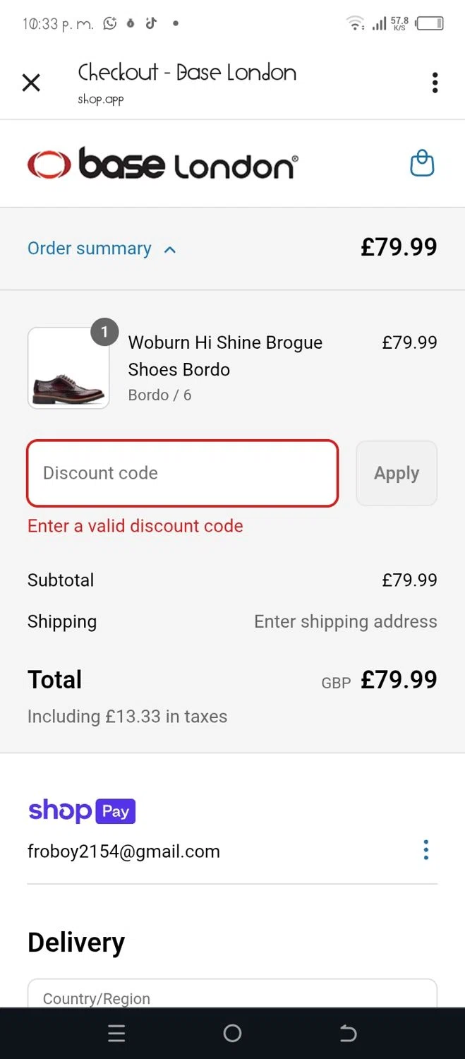 Base London promo code screenshot showing code STUDENT15TT applied at Base London checkout page. Uploaded by SimplyCodes community member yubligil on Jun 18, 2025