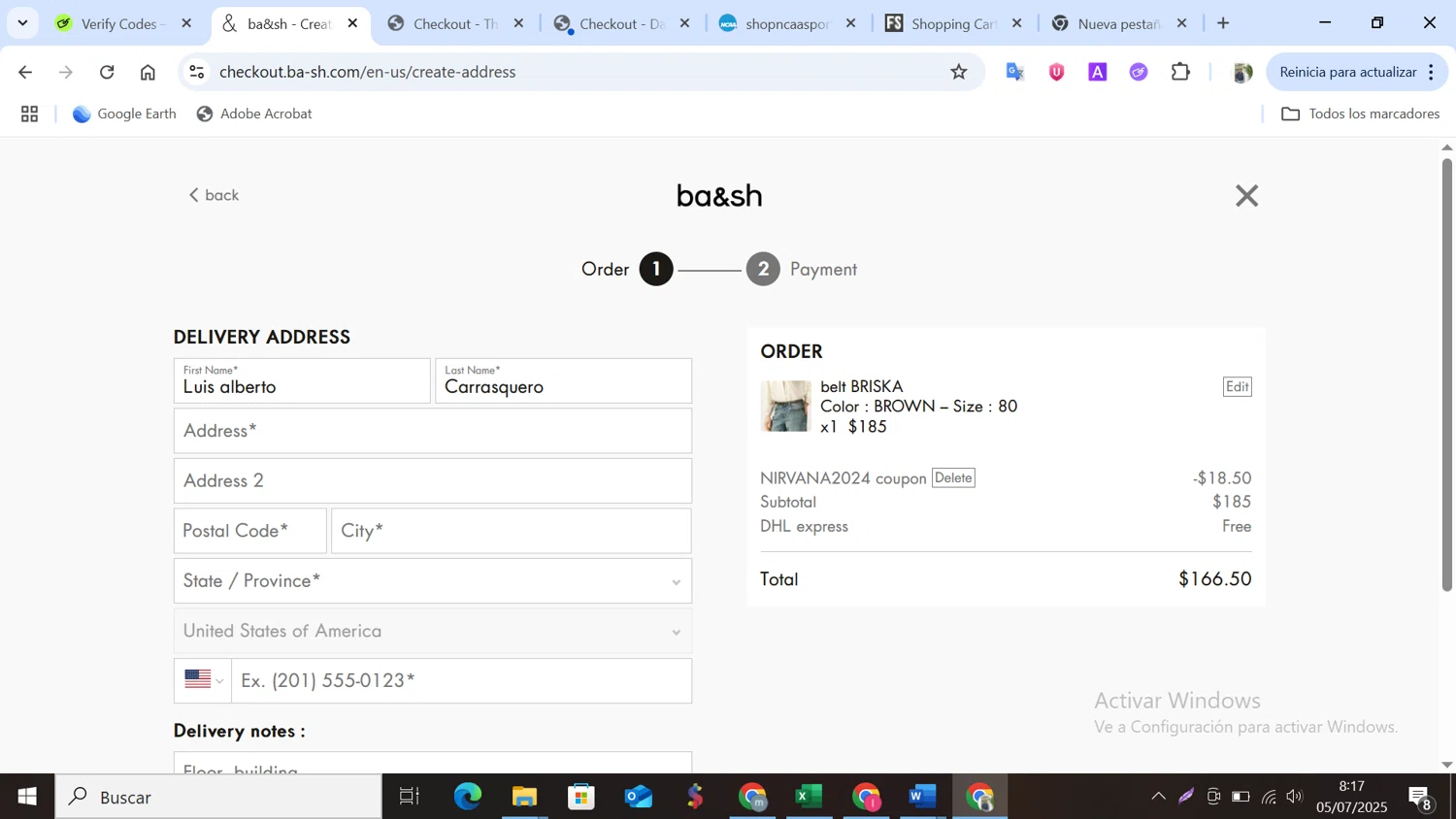 Ba&sh promo code screenshot showing code NIRVANA2024 applied at Ba&sh checkout page. Uploaded by SimplyCodes community member NobleMonarch5837 on Jul 5, 2025