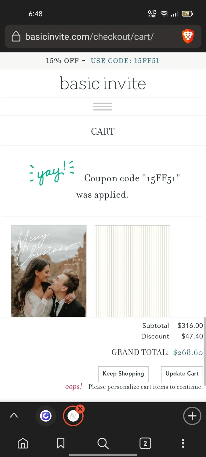 where to use BECK promo code box