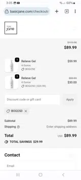 BOGO50 coupon verification screenshot