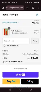 Laborday15 coupon verification screenshot