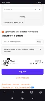 FOYO10 coupon verification screenshot