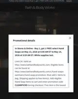 Bath & Body Works coupon verification screenshot