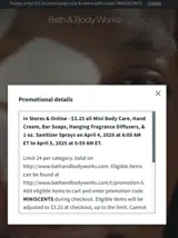 Bath & Body Works coupon verification screenshot