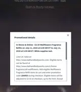 Bath & Body Works coupon verification screenshot