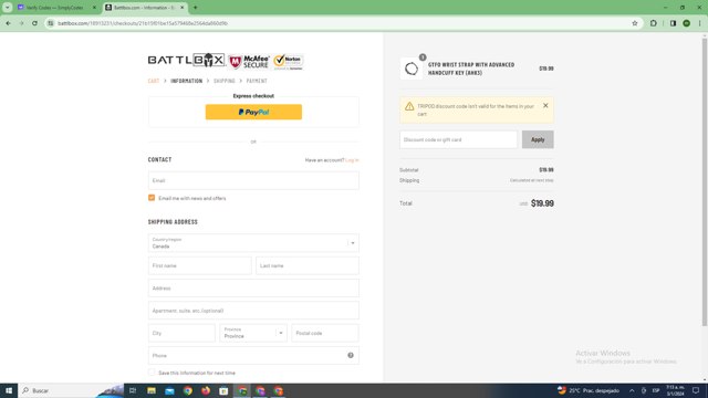BattlBox checkout page showing BattlBox discount code box | Screenshot taken by SimplyCodes community member on Jan 3, 2024