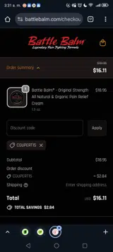 COUPERT15 coupon verification screenshot