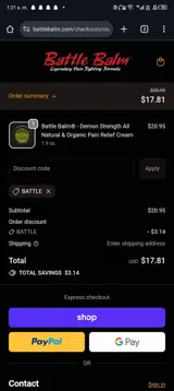 BATTLE coupon verification screenshot