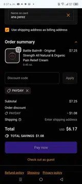 PAYDAY coupon verification screenshot