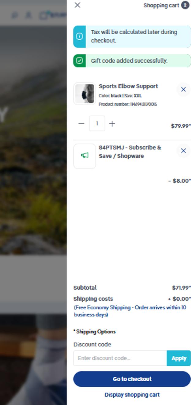 Bauerfeind checkout page showing Bauerfeind coupon code box | Screenshot taken by SimplyCodes community member on Aug 11, 2025