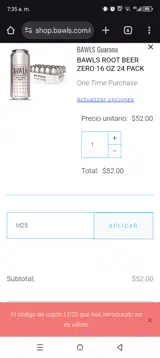 BAWLS Guarana coupon verification screenshot