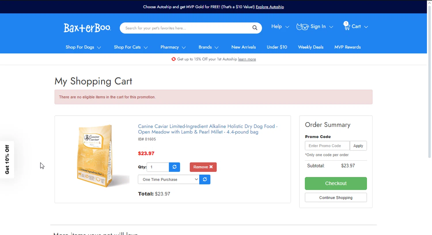 where to use BaxterBoo promo code box