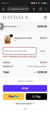 Baybala coupon verification screenshot