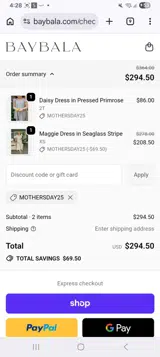 Baybala coupon verification screenshot