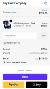 FORE15OFF coupon verification screenshot
