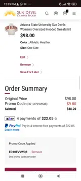 Baylor Bears Athletics Shop coupon verification screenshot