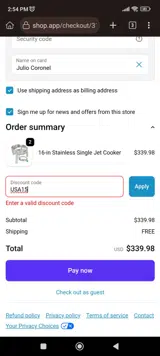USA15 coupon verification screenshot