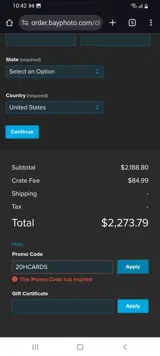 20HCARDS coupon verification screenshot