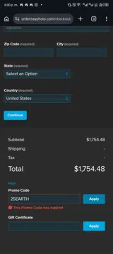 25EARTH coupon verification screenshot