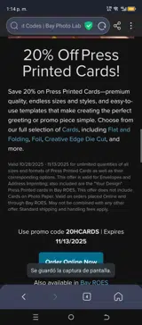 20HCARDS coupon verification screenshot