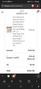 save10 coupon verification screenshot